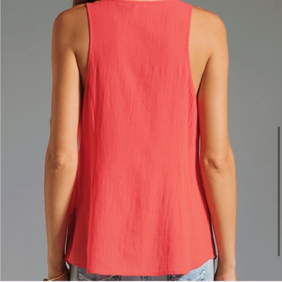 JOIE Balsa Coral Red Crepe Cotton Pocket Tank Top Size Small S - Picture 2 of 7